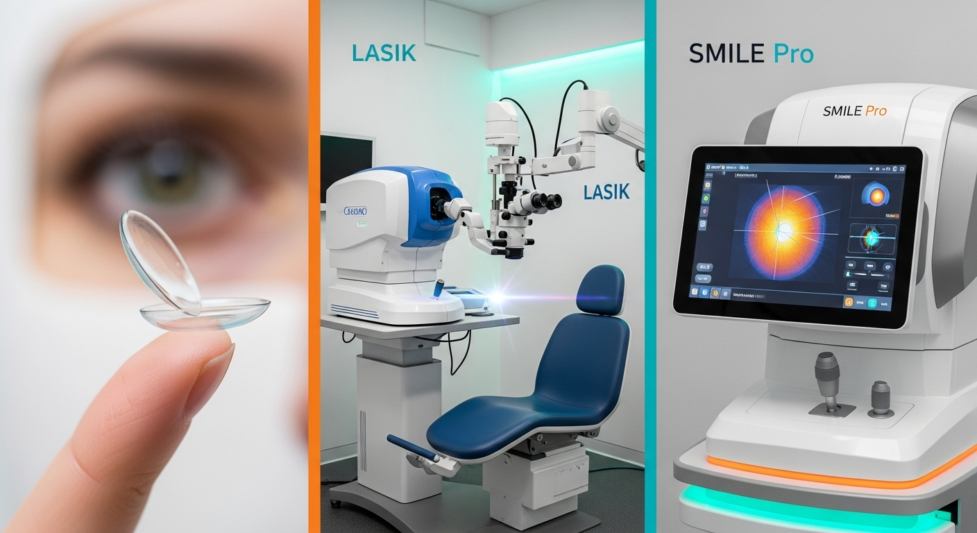 Contact Lenses vs LASIK vs SMILE Pro